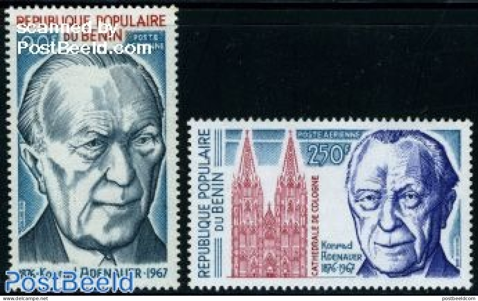 Benin 1976 Adenauer 2v, Mint NH, History - Germans - Politicians - Ungebraucht