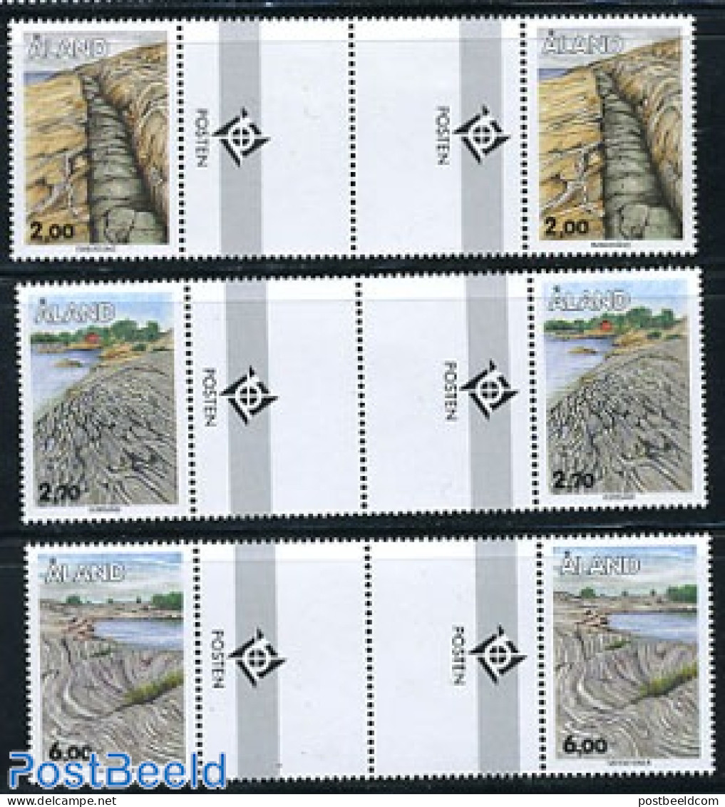 Aland 1993 Soil Formations 3v, Gutter Pairs, Mint NH, History - Geology - Aland