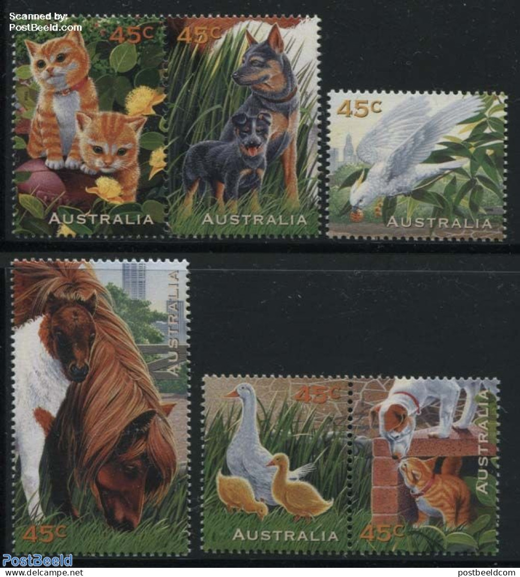 Australia 1996 Domestic Animals 6v (2v+2x[:]), Mint NH, Nature - Animals (others & Mixed) - Birds - Cats - Dogs - Horses - Neufs