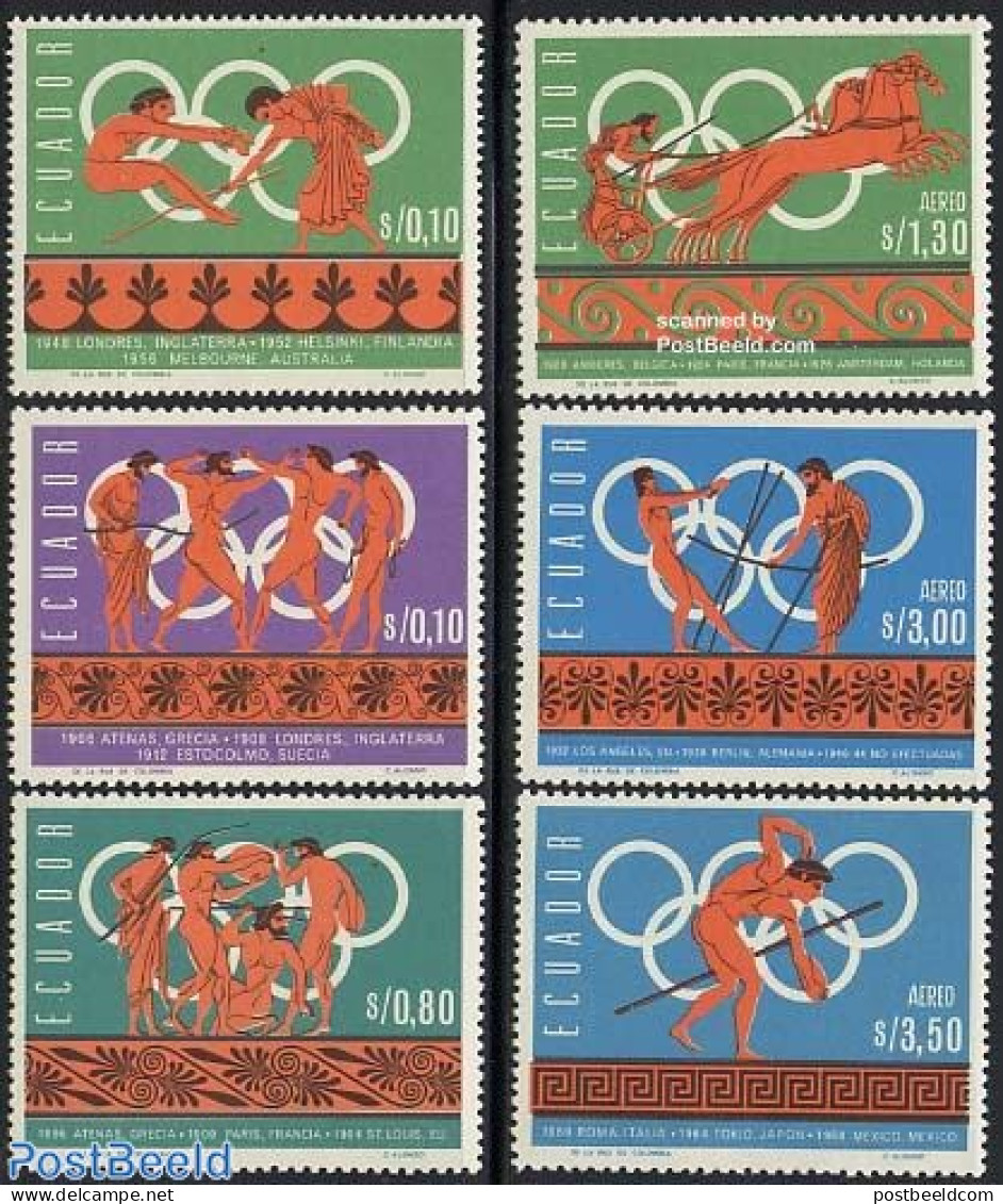 Ecuador 1966 Olympic History 6v, Mint NH, Nature - Sport - Horses - Olympic Games - Equateur