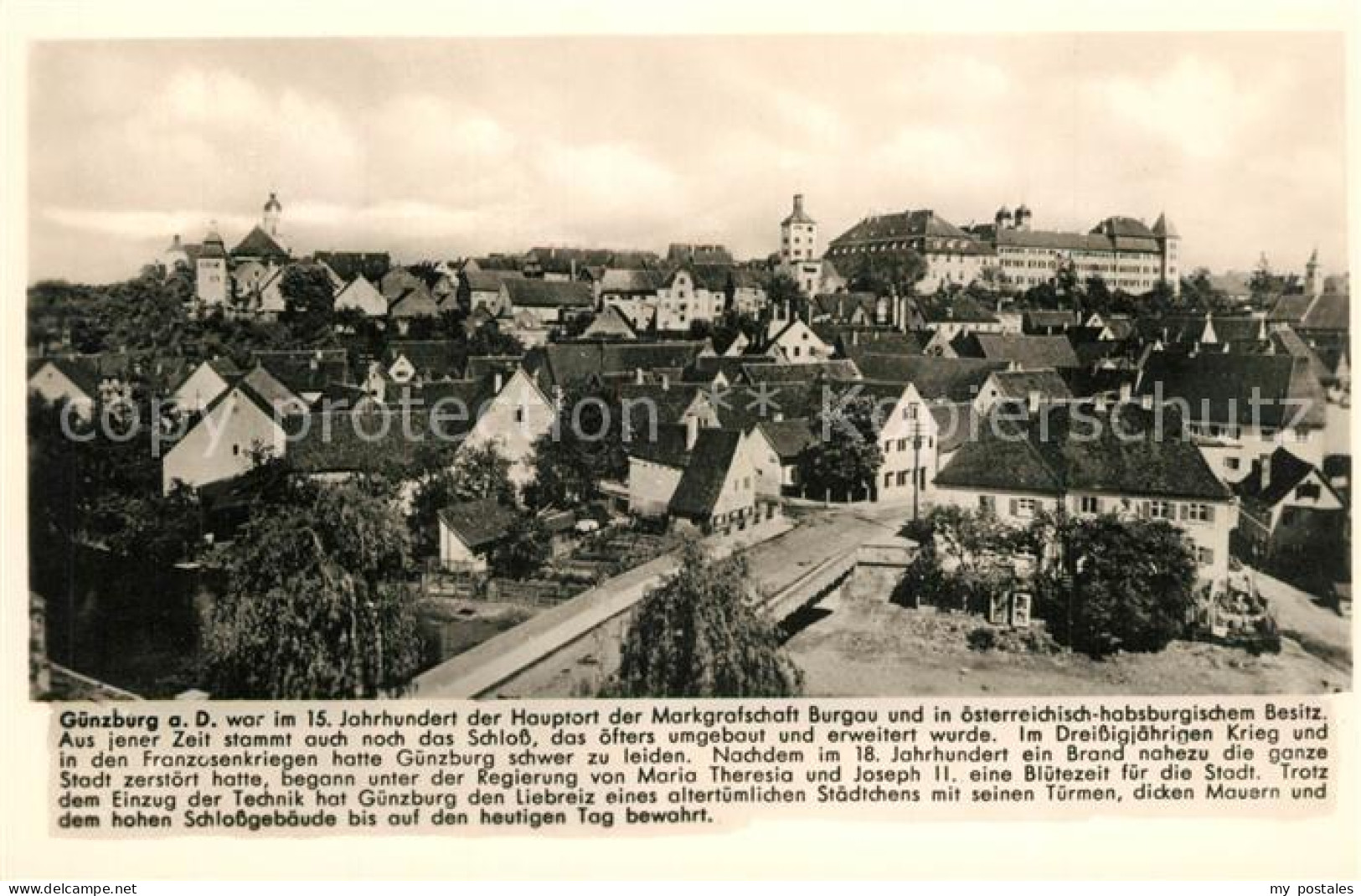 73271893 Guenzburg Stadtbild Mit Schloss Franckh Chronik Karte Guenzburg - Guenzburg