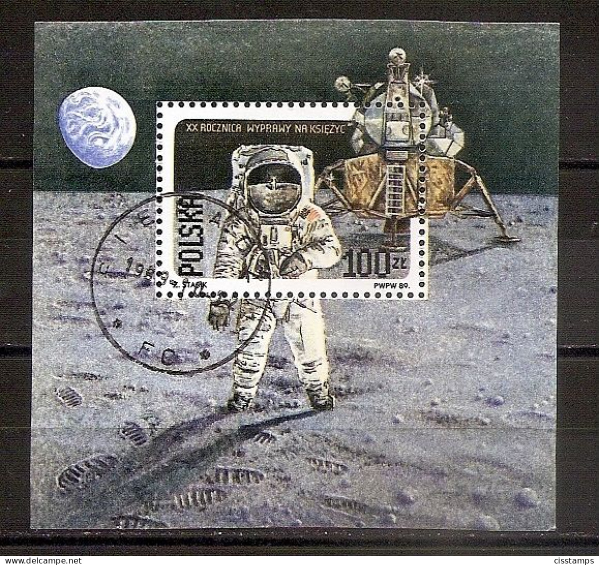 POLAND 1989●First Manned Moon Landing Anniv●Apollo 11 USA●Mi Bl 109A CTO - Europe