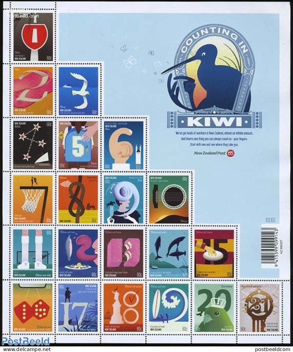 New Zealand 2011 Counting Kiwi 21v M/s, Mint NH, Nature - Sport - Transport - Various - Birds - Fish - Horses - Basket.. - Unused Stamps