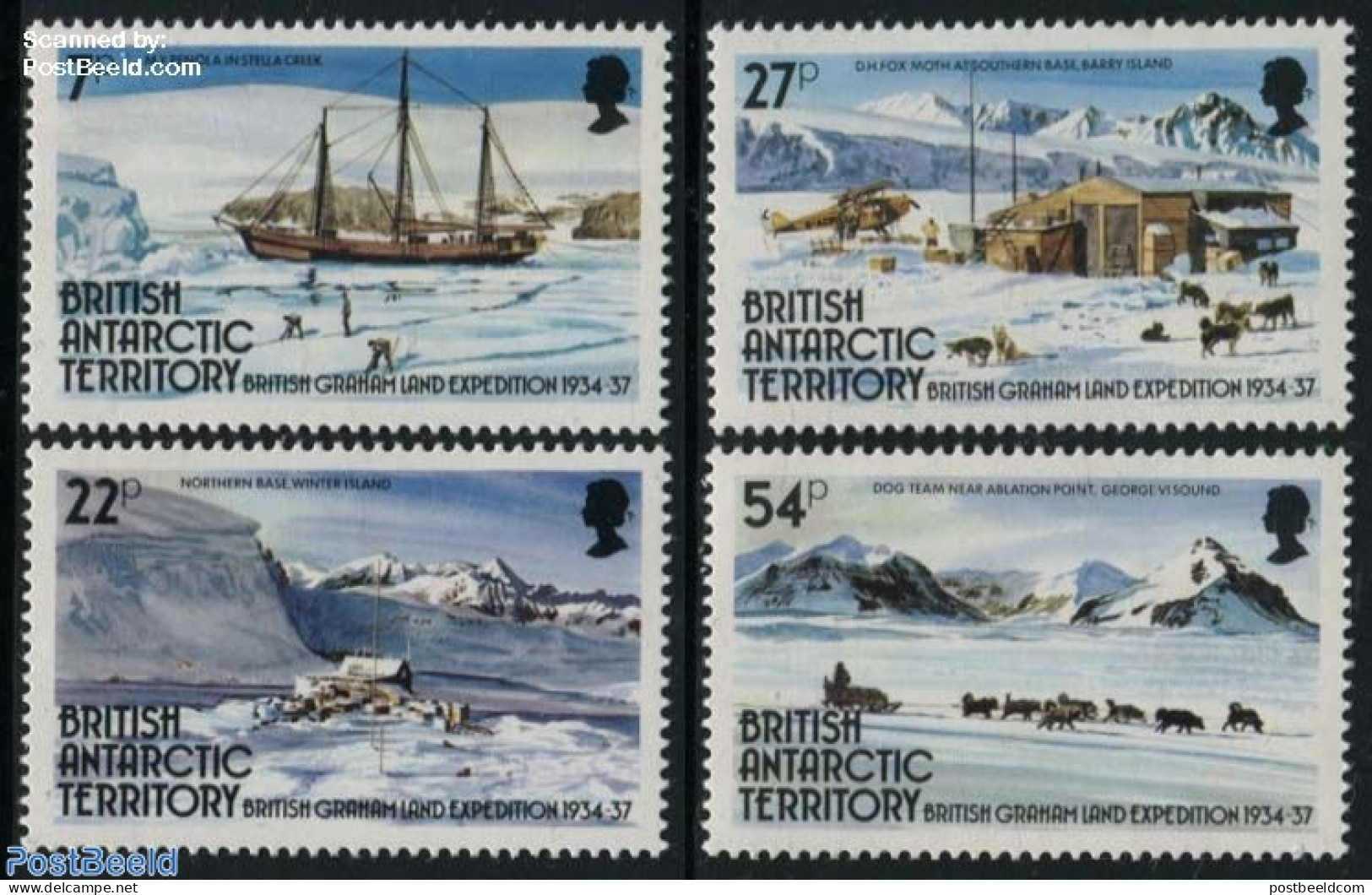 British Antarctica 1985 Graham Island 4v, Mint NH, Nature - Science - Transport - Dogs - The Arctic & Antarctica - Air.. - Flugzeuge