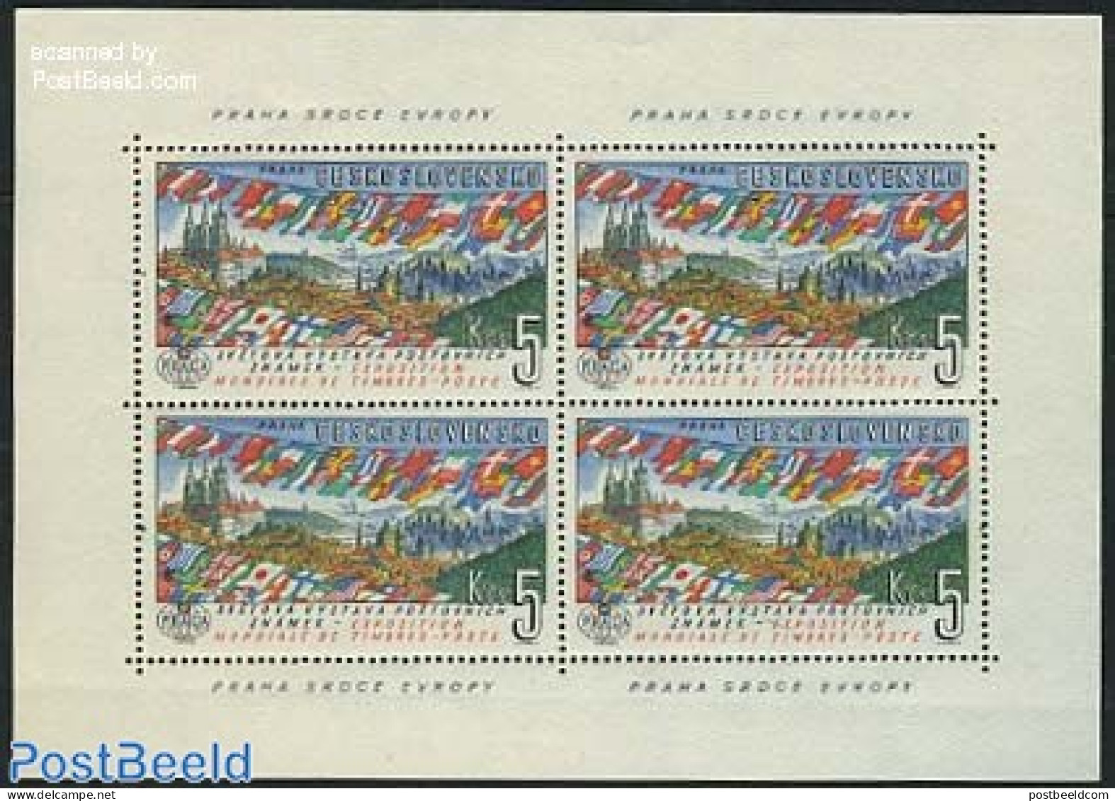 Czechoslovkia 1961 Phaha, Heart Of Europe S/s, Mint NH, History - Religion - Europa Hang-on Issues - Flags - Churches,.. - Autres & Non Classés