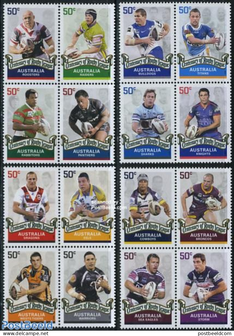 Australia 2008 Rugby League 16v (4x[+]), Mint NH, Sport - Rugby - Sport (other And Mixed) - Ongebruikt