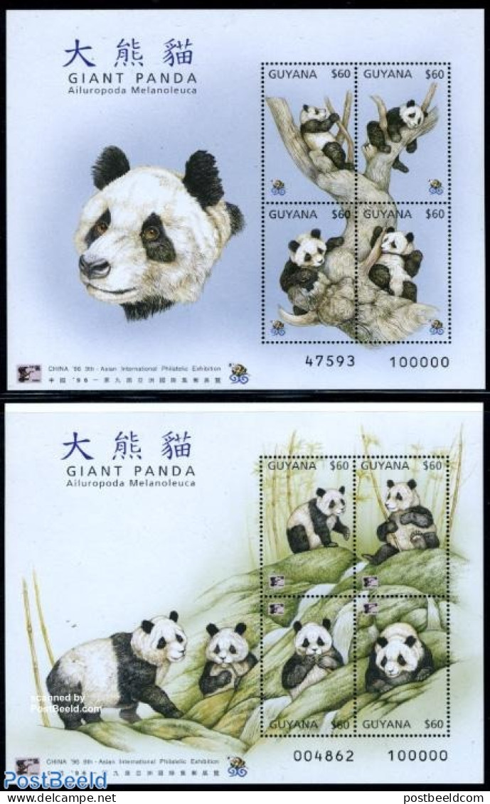 Guyana 1996 China 96 8v (2 M/s), Mint NH, Nature - Animals (others & Mixed) - Pandas - Guiana (1966-...)
