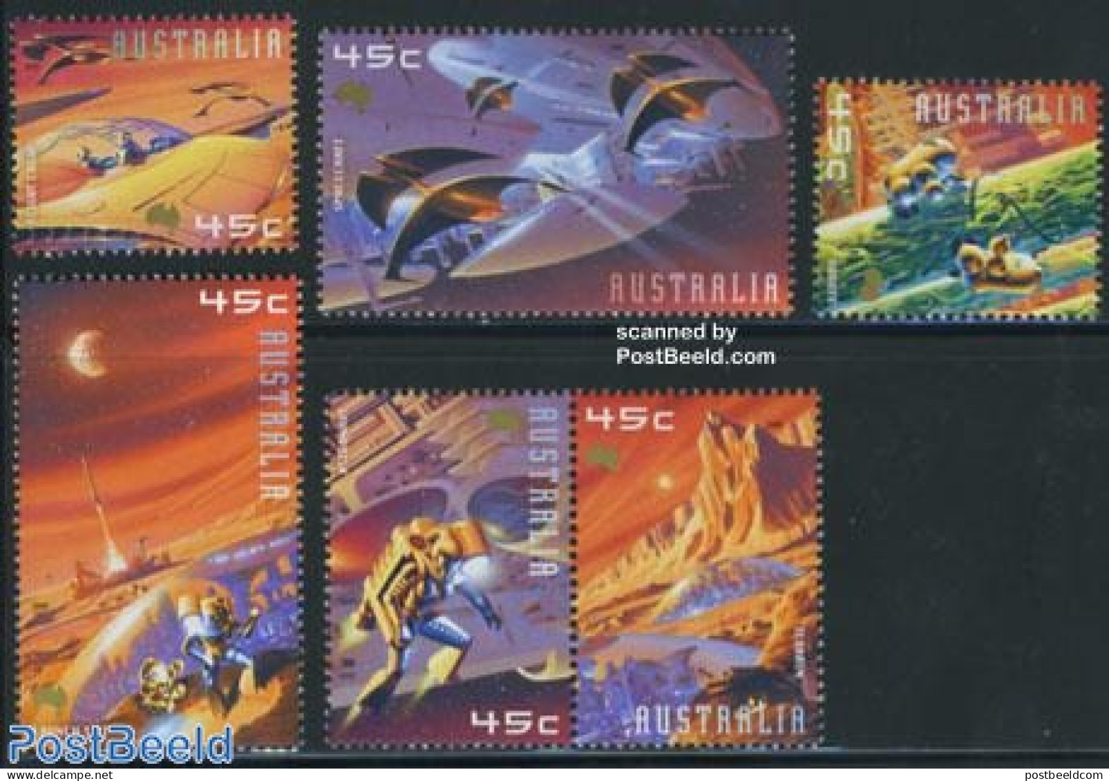 Australia 2000 Mars 6v (4v+[:]), Mint NH, Transport - Space Exploration - Art - Science Fiction - Nuevos