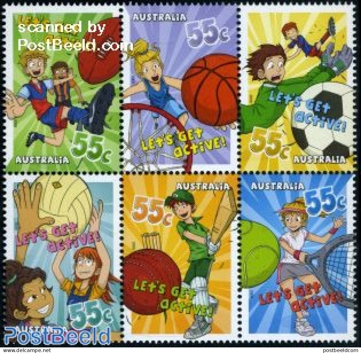 Australia 2009 Lets Get Active 6v [++], Mint NH, Sport - Basketball - Cricket - Football - Rugby - Sport (other And Mi.. - Unused Stamps