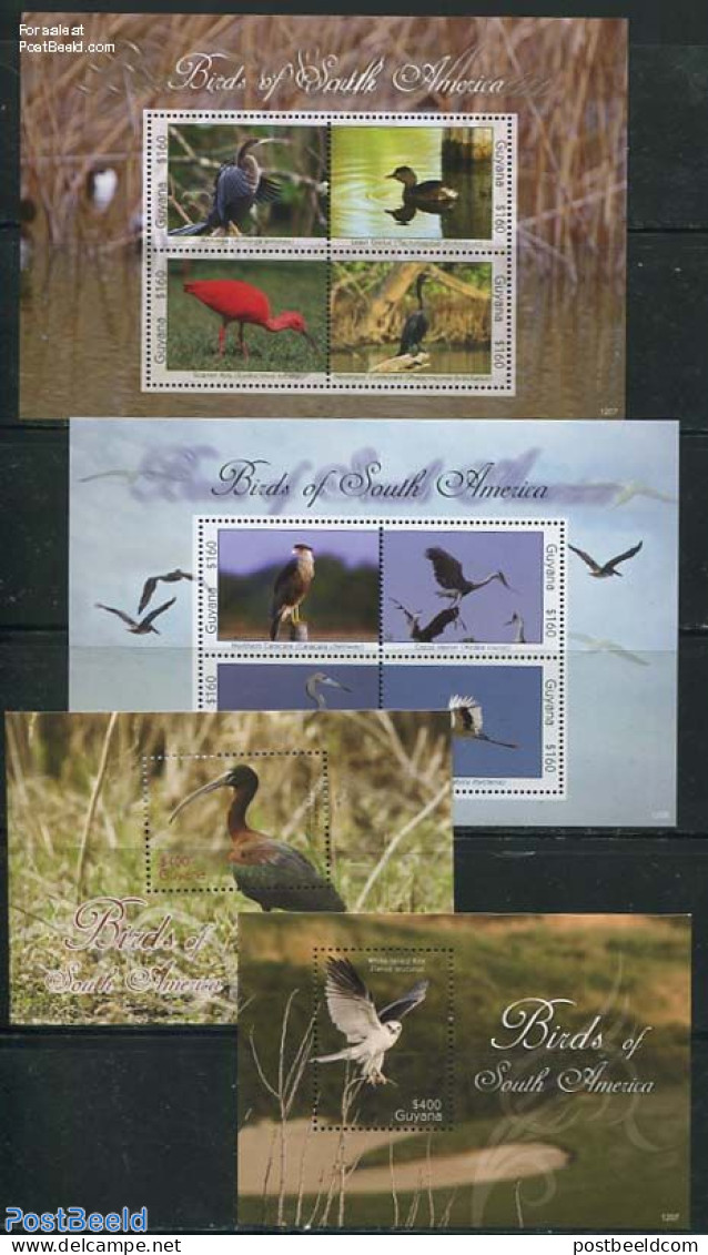 Guyana 2012 Birds 4 S/s, Mint NH, Nature - Birds - Birds Of Prey - Ducks - Guiana (1966-...)