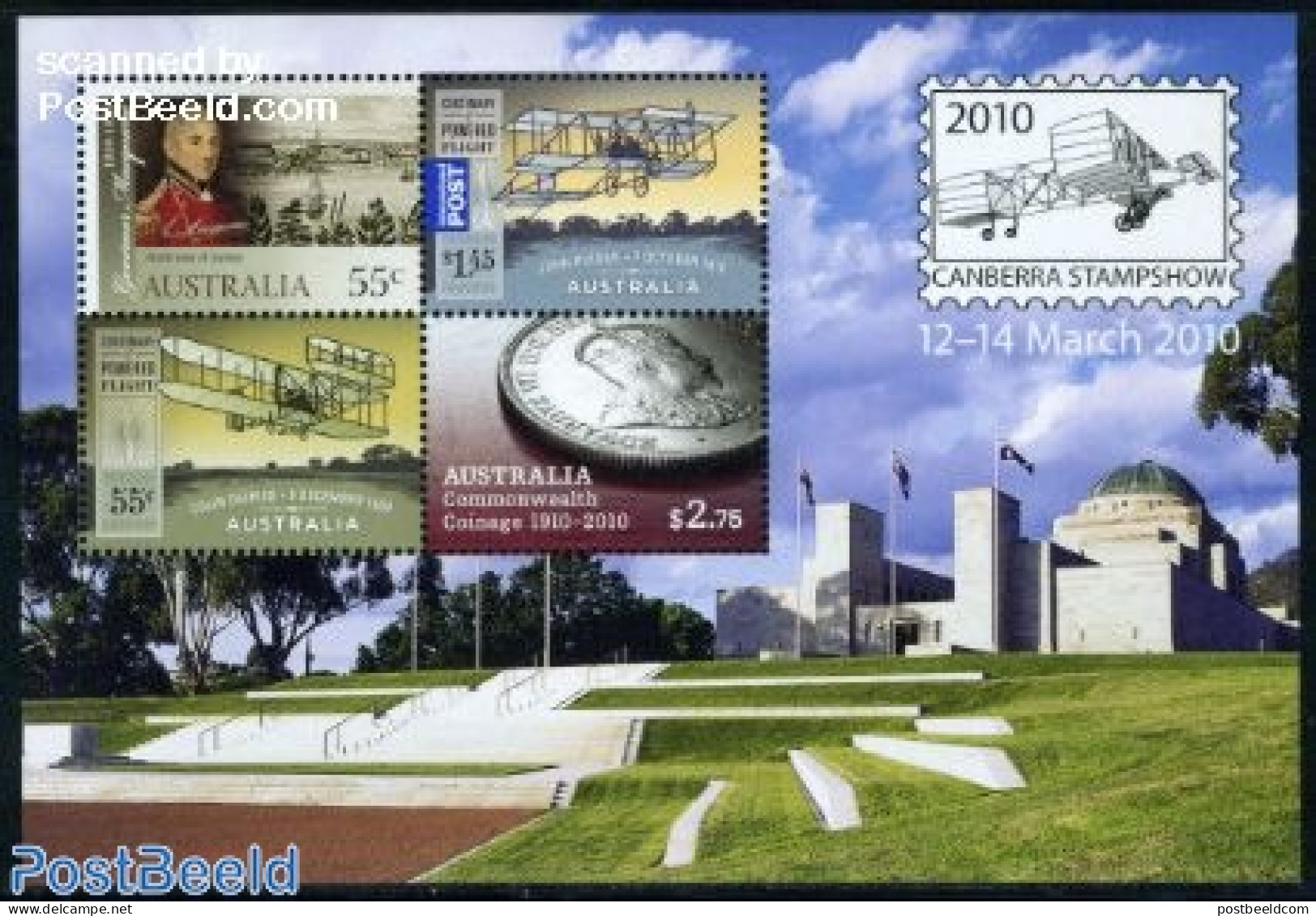 Australia 2010 Canberra Stampshow S/s, Mint NH, Transport - Various - Aircraft & Aviation - Ships And Boats - Mills (W.. - Nuovi