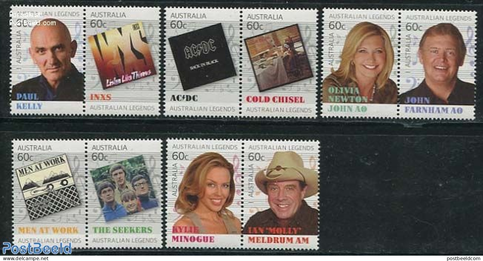 Australia 2013 Music Legends 10v (5x[:]), Mint NH, Performance Art - Music - Popular Music - Unused Stamps