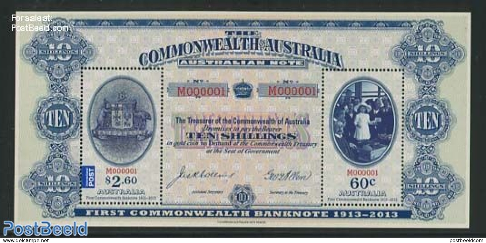 Australia 2013 100 Years Commonwealth Banknotes S/s, Mint NH, History - Various - Coat Of Arms - Money On Stamps - Nuevos