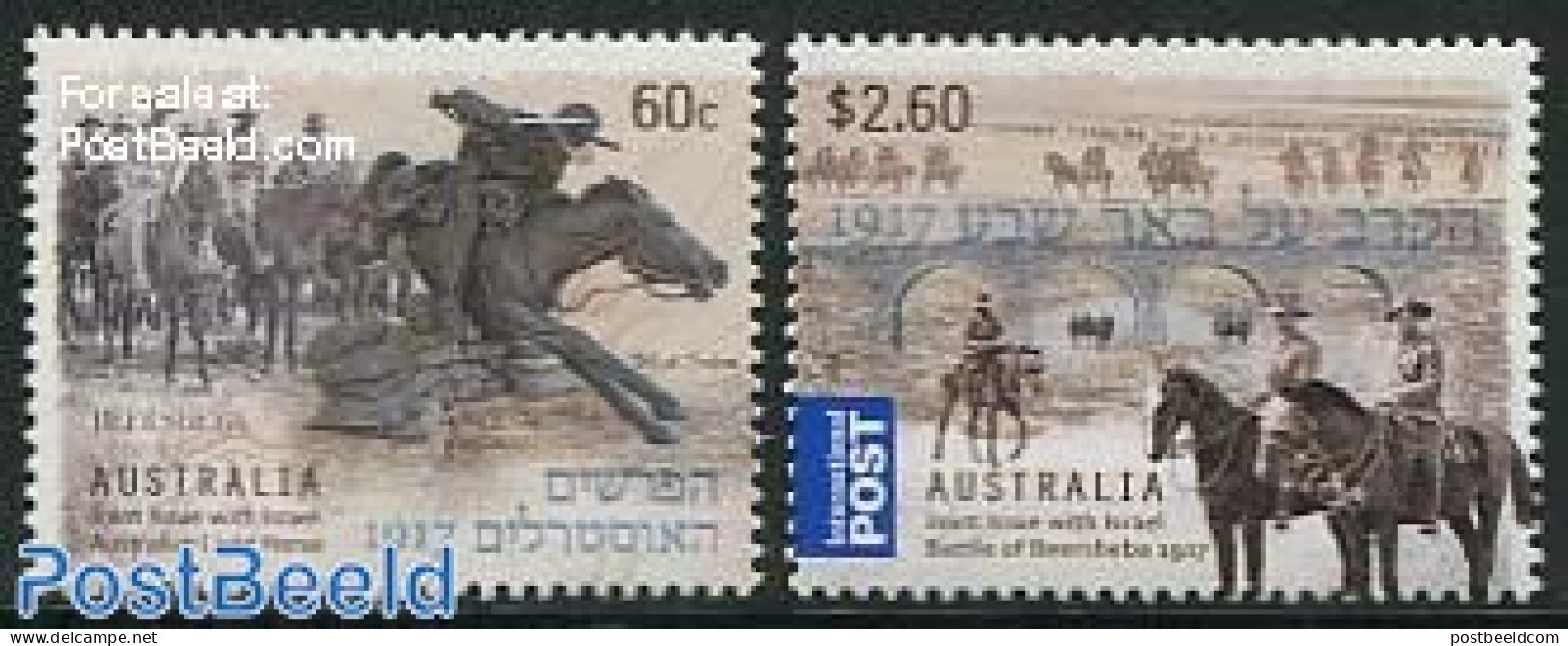 Australia 2013 Beer Sheba Battle 2v, Joint Issue Israel, Mint NH, History - Nature - Various - Militarism - Horses - J.. - Nuovi