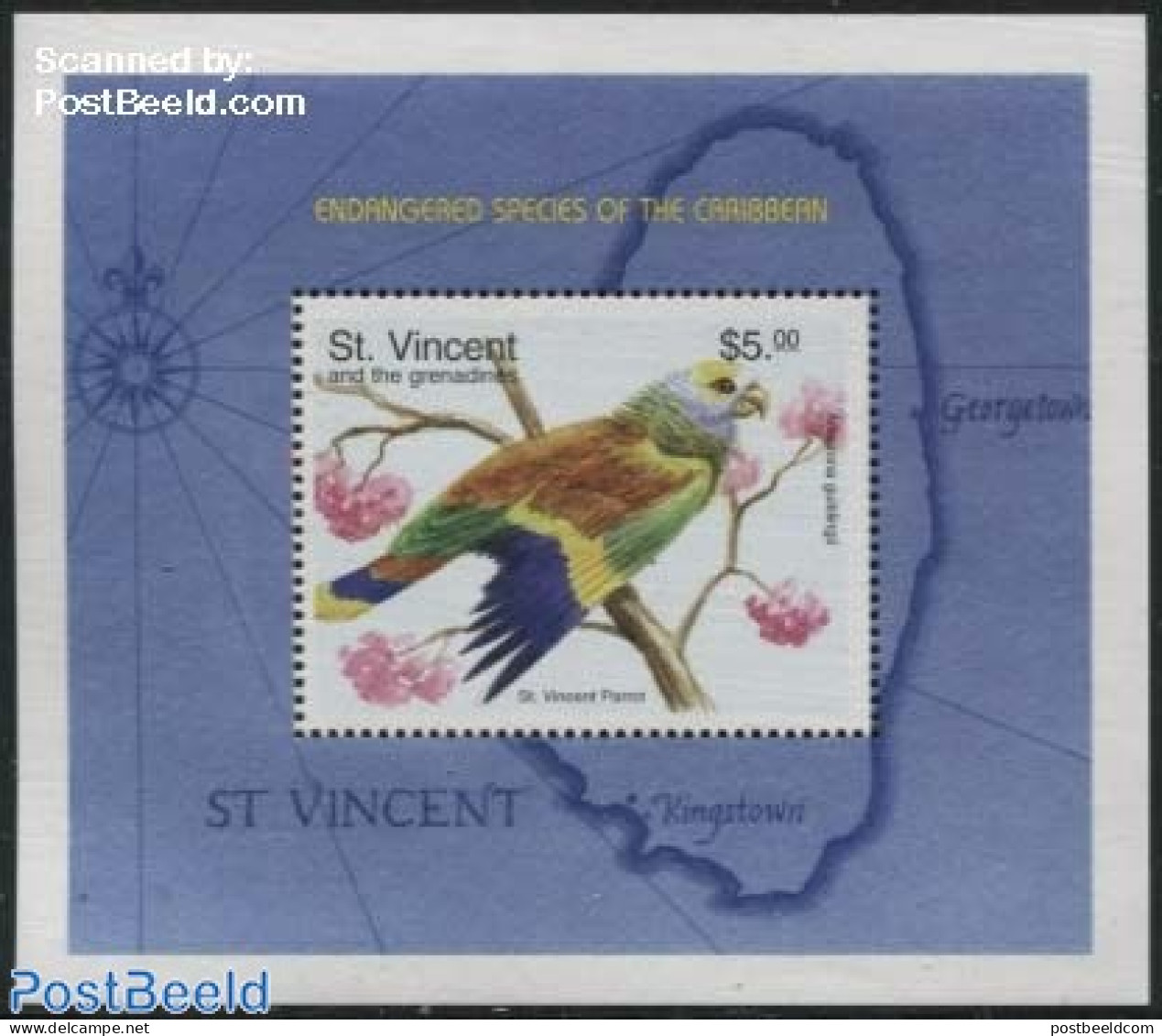 Saint Vincent 1998 Endangered Animals S/s, Amazona Guildingii, Mint NH, Nature - Birds - Parrots - St.Vincent (1979-...)