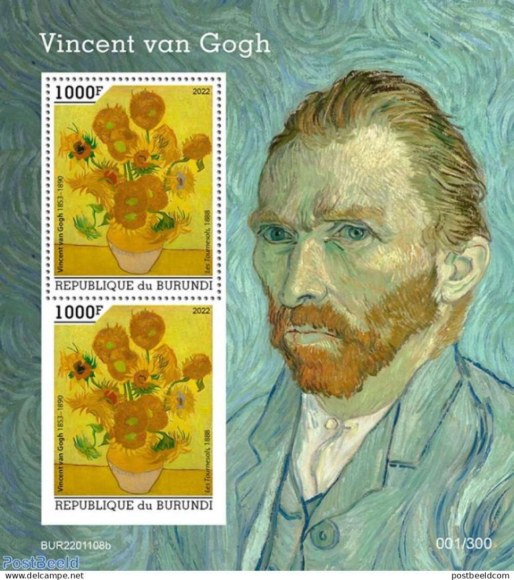 Burundi 2022 Vincent Van Gogh, Mint NH, Nature - Flowers & Plants - Art - Paintings - Vincent Van Gogh - Other & Unclassified