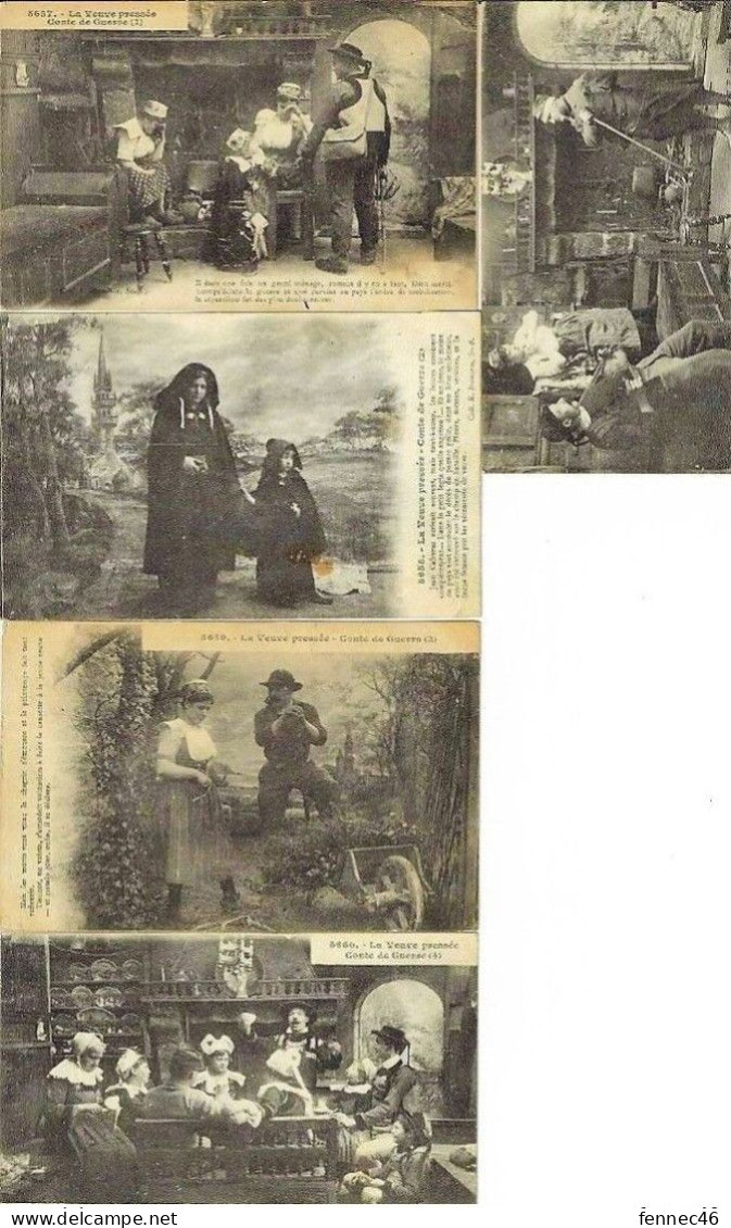* Lot De 5 Cartes Postales - La Veuve Pressée - Conte De Guerre - 5 - 99 Postkaarten