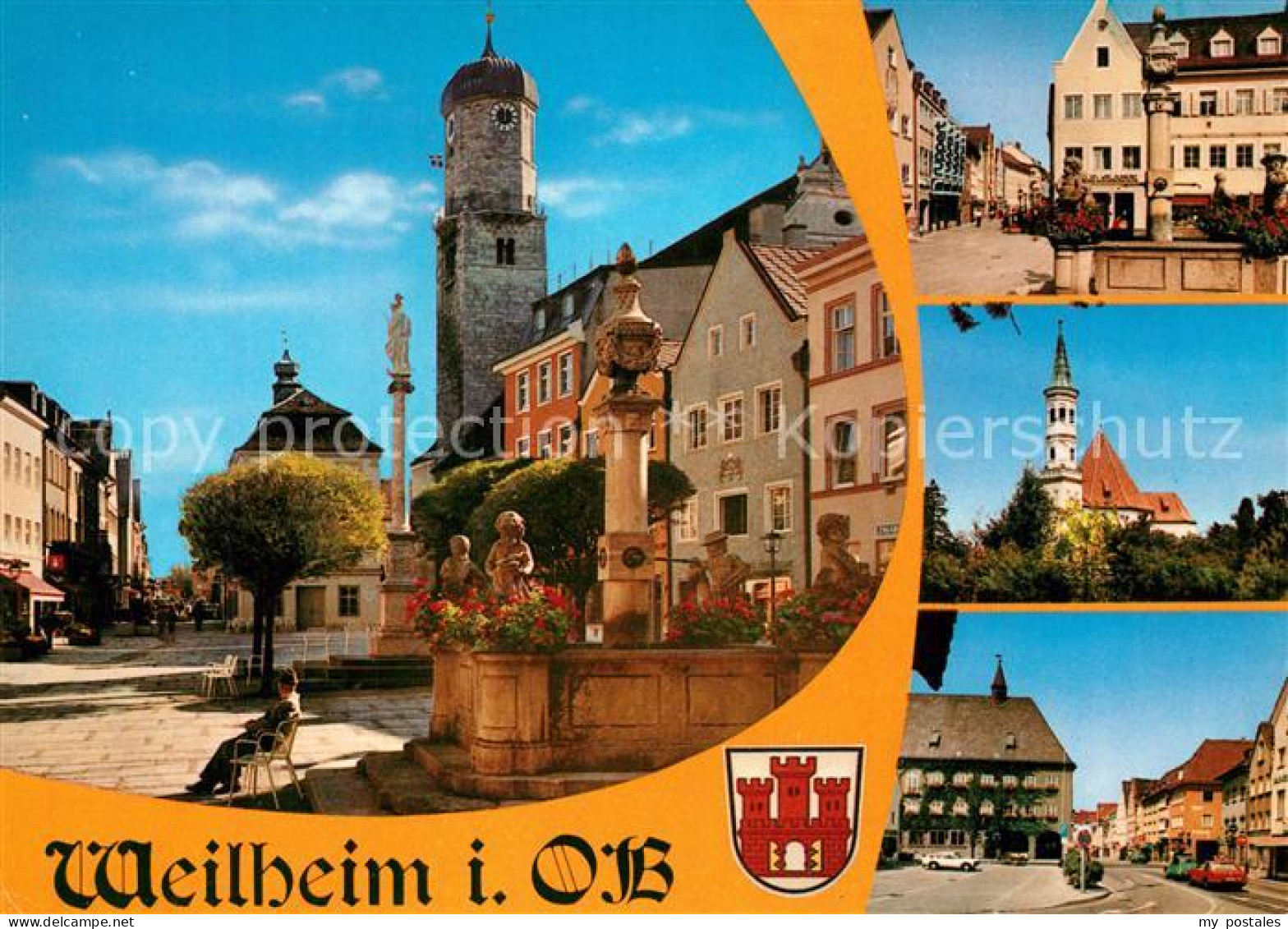 73271601 Weilheim Oberbayern Marktplatz Brunnen Kirche Innenstadt Weilheim Oberb - Weilheim