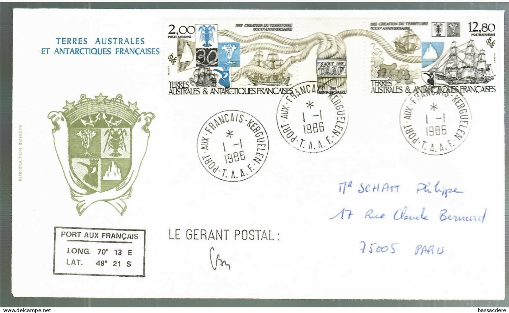 80140 -  PORT AUX FRANCAIS  -  KERGUELEN - Storia Postale