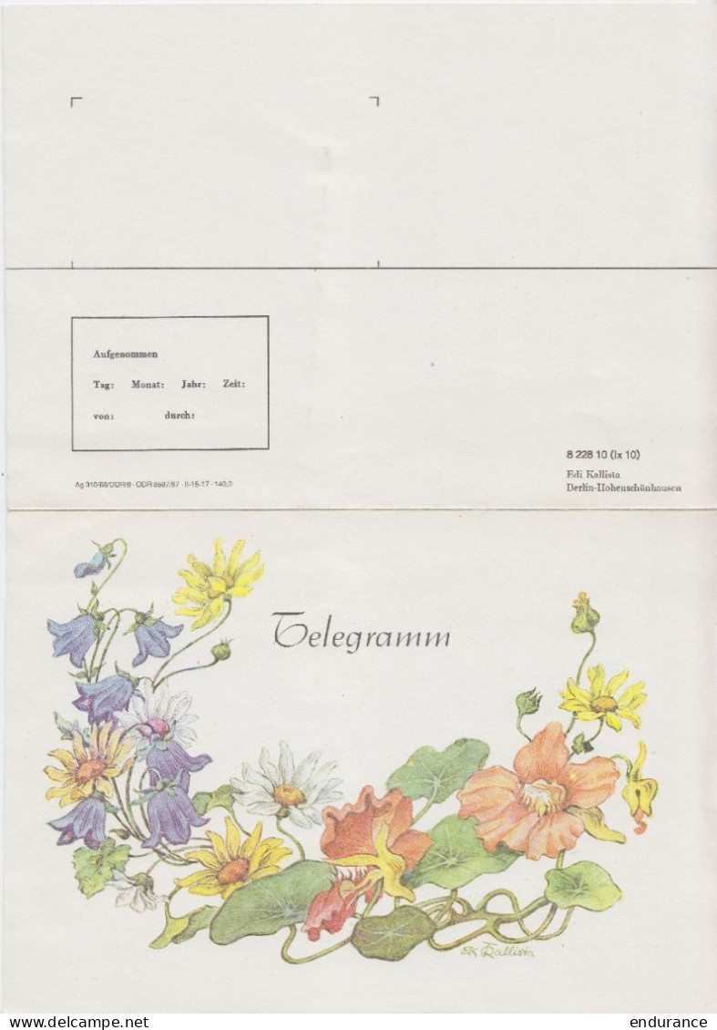 République Démocratique Allemande - Télégramme Thème Fleurs Neuf 1988 - Format A4 - Otros & Sin Clasificación