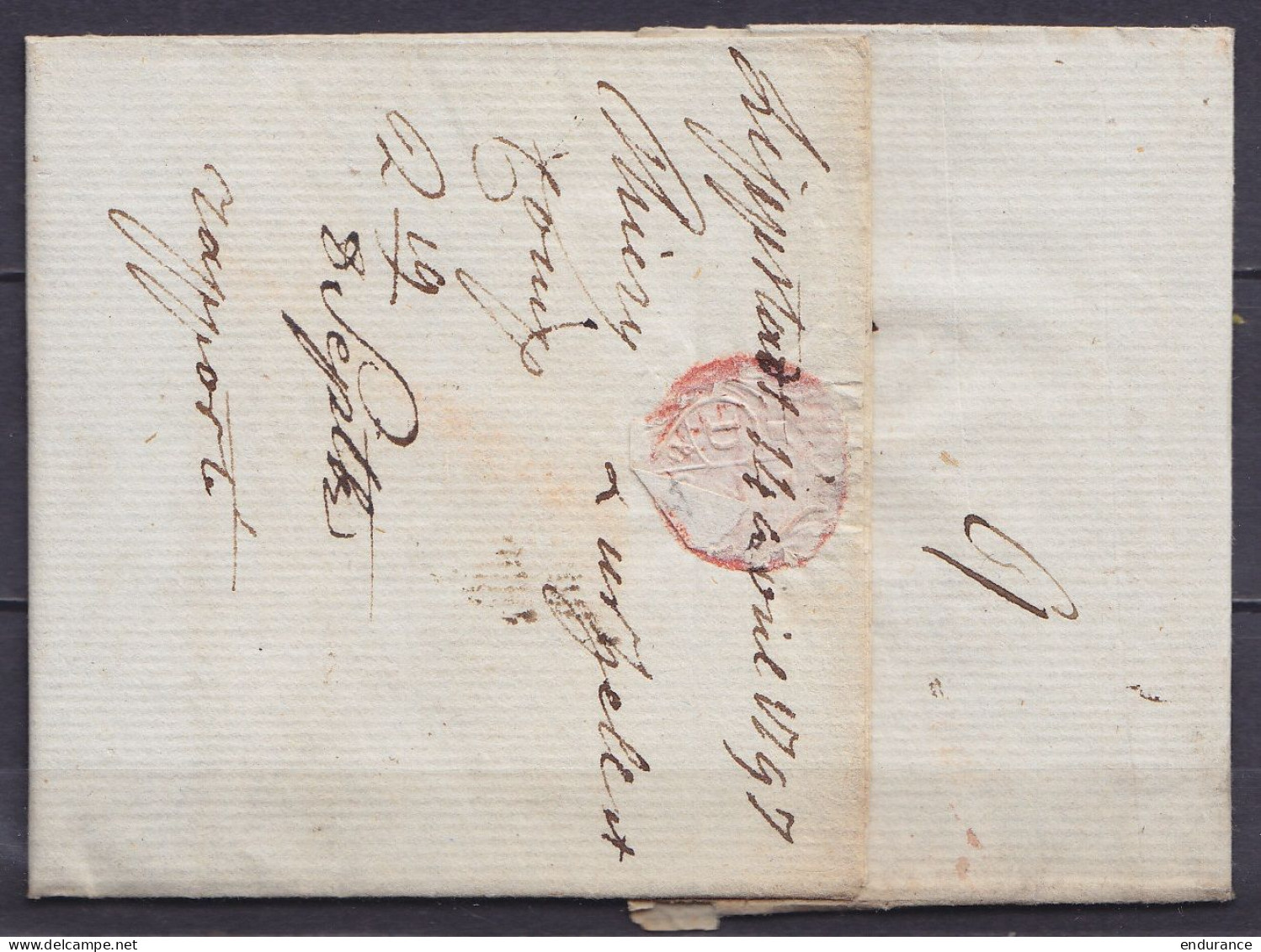 L. Datée 14 Avril 1797 De LIPPSTADT Pour HODIMONT Près VERVIERS - Port "5" Barré Corrigé En "7" - Man. "fco Wesel" - 1794-1814 (Franse Tijd)