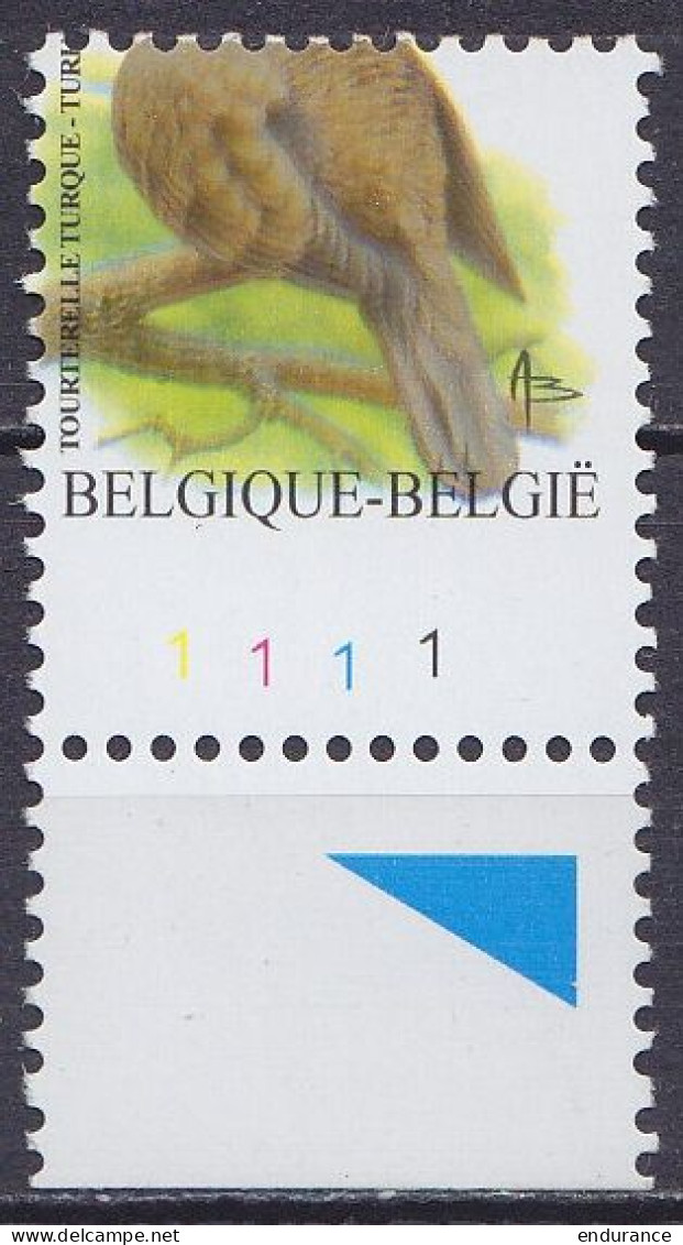 Belgique - 0,41€ Oiseau Tourterelle Turque De Buzin - N°3135-Cu - Curiosité De Piquage (décalage Vertical, Sans Valeur E - 1985-.. Pájaros (Buzin)