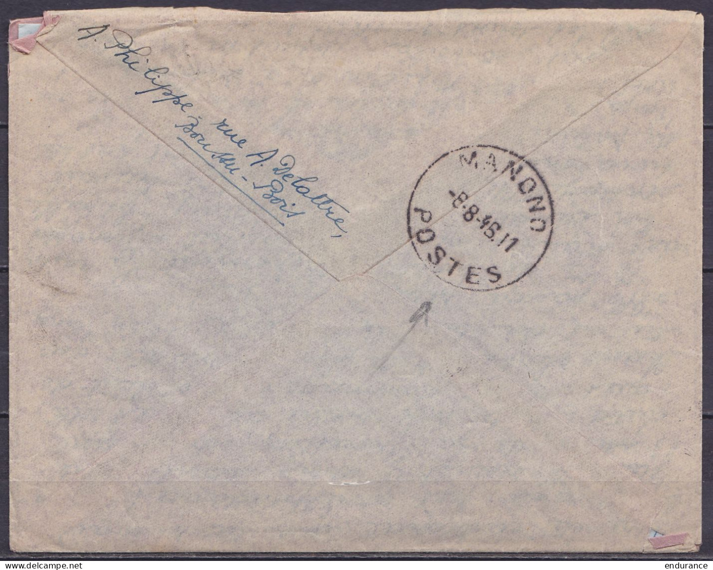 Env. Par Avion Affr. N°696+715+726 Càd QUAREGNON /31-7-1946 Pour MANONO Katanga Congo Belge (au Dos: Càd Arrivée MANONO) - Storia Postale