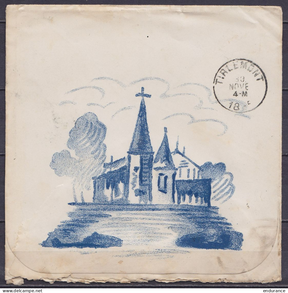 Env. Illustrée "Eglise" (voir Dos) Affr. N°46 Càd ROEULX (LE) /29 NOVE 1885 Pour Château D'Oirbeek TIRLEMONT (au Dos: Cà - 1884-1891 Léopold II