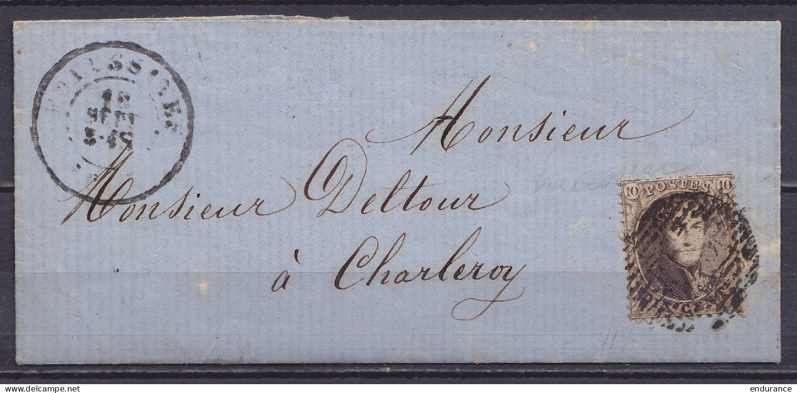 L. Affr. N°14 P158 Càd ECAUSSINES /18 SEPT. 1863 Pour CHARLEROY (au Dos: Càd Arrivée CHARLEROY) - 1863-1864 Medallions (13/16)