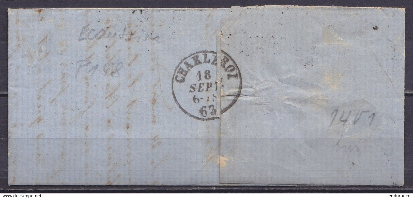 L. Affr. N°14 P158 Càd ECAUSSINES /18 SEPT. 1863 Pour CHARLEROY (au Dos: Càd Arrivée CHARLEROY) - 1863-1864 Medallions (13/16)