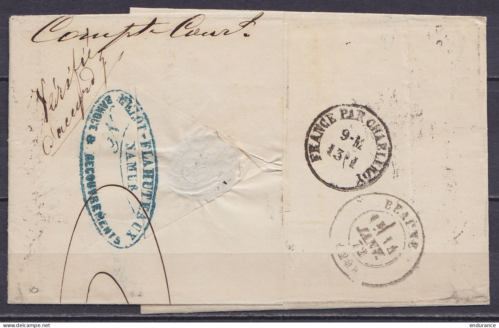 Superbe L. Rare Affr. Tricolore N°30+31+33 (RRR !) Lpts "264" Càd NAMUR /12 JANV 1872 Pour BEAUNE Côte D'Or - [PD] (au D - 1869-1883 Leopold II.
