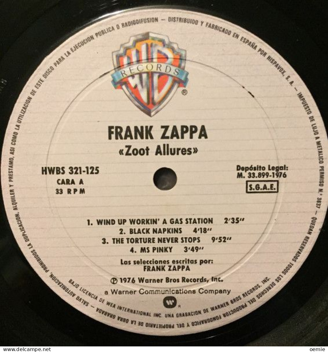 FRANK ZAPPA   ZOOT ALLURES - Rock