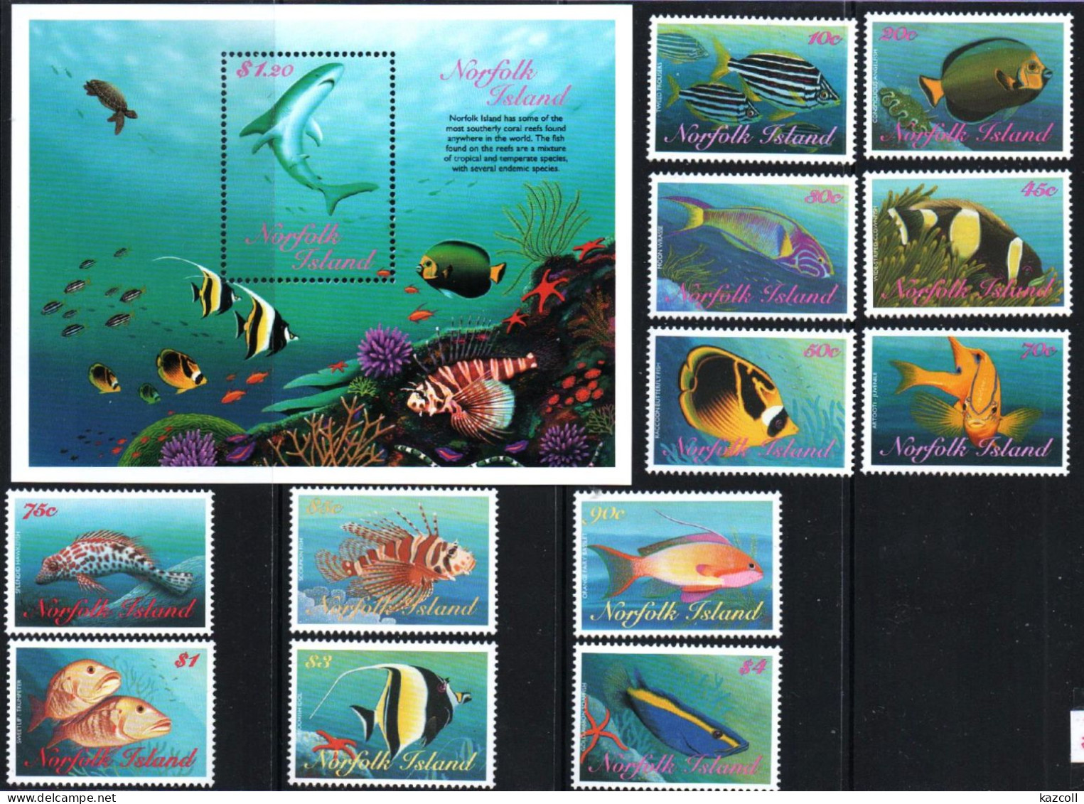 Norfolk Island 1998. Marine Fauna. Fish, Corals, Turtles. MNH - Ile Norfolk