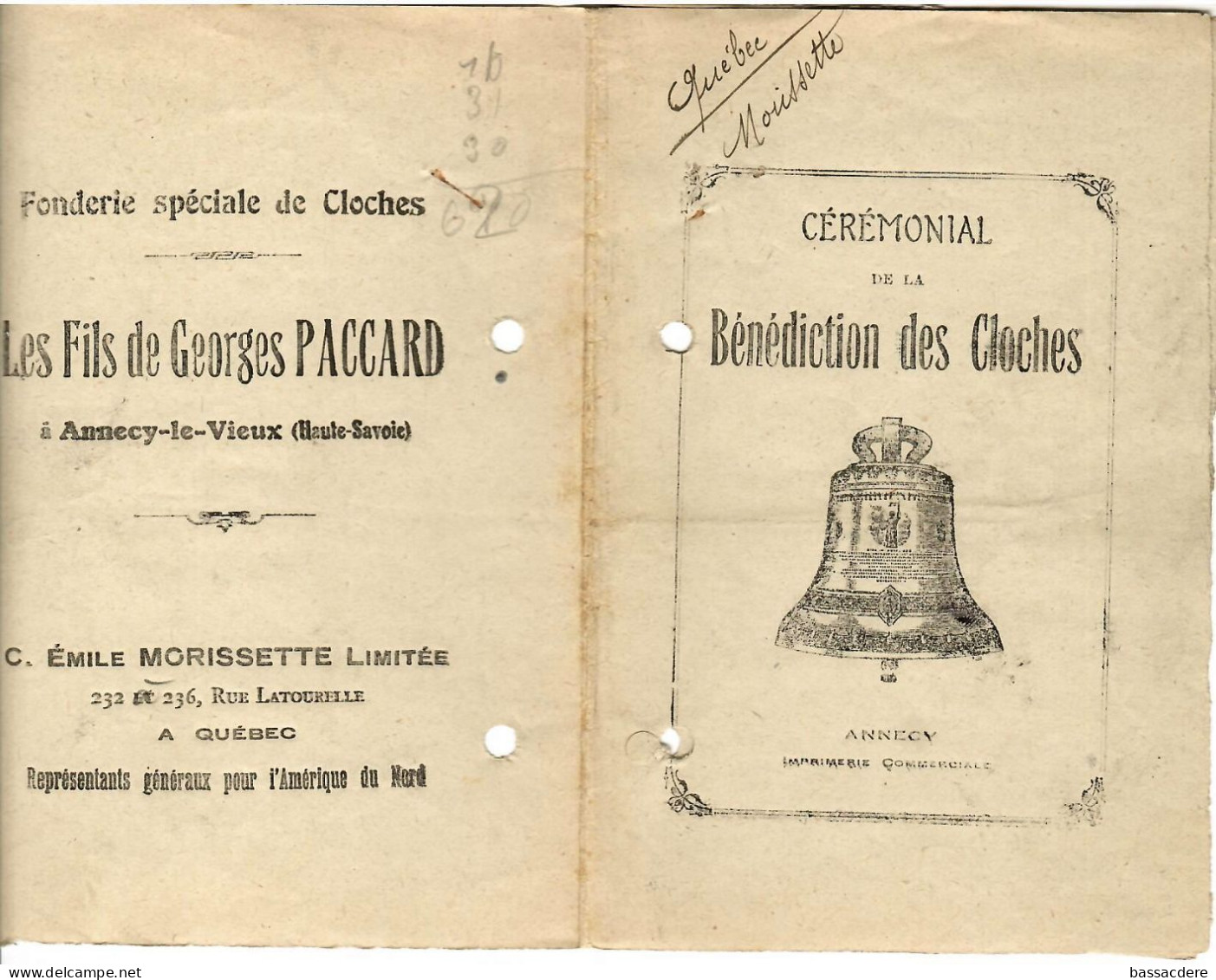 80144 -  Cloches PACCARD -  ANNECY  LE VIEUX - Historische Dokumente