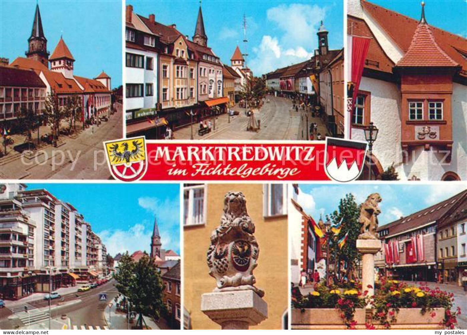 73271070 Marktredwitz Strassenpartien Erker Loewenstatue Marktredwitz - Marktredwitz