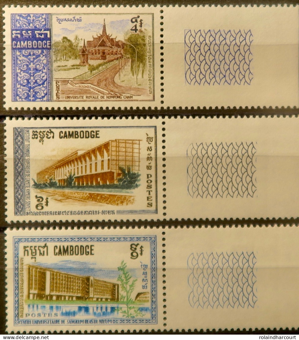 R2253/808 - CAMBODGE - 1968 - Universités - SERIE COMPLETE - N°203 à 205 NEUFS** BdF - Cambodia