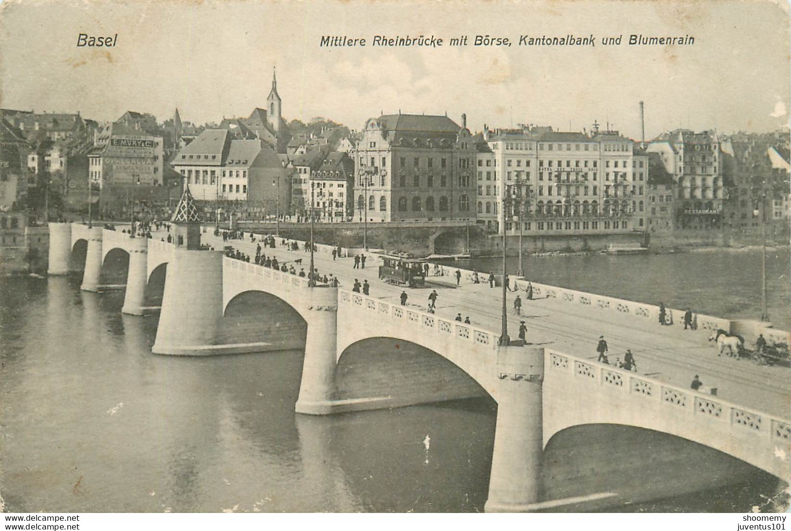 CPA Basel-Mittlere Rheinbrücke Mit Börse-Timbre       L2030 - Bâle