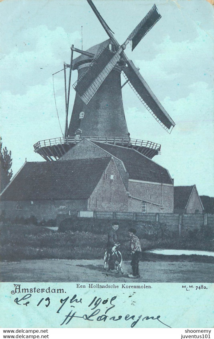 CPA Amsterdam-Een Hollandsche Korenmolen-Timbre       L1945 - Amsterdam