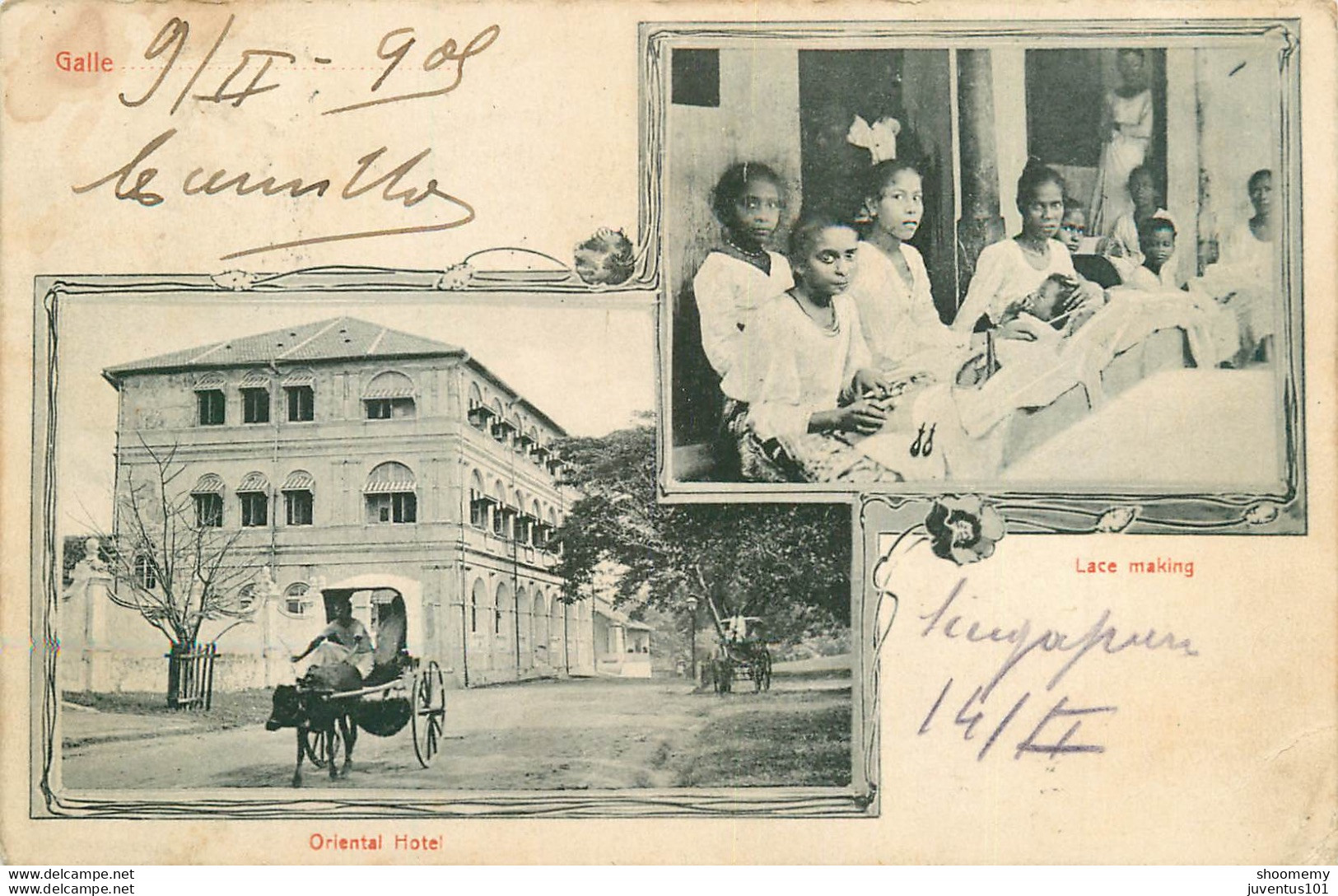 CPA Ceylon-Galle-Lace Making-Oriental Hotel-Timbre      L1387 - Sri Lanka (Ceylon)