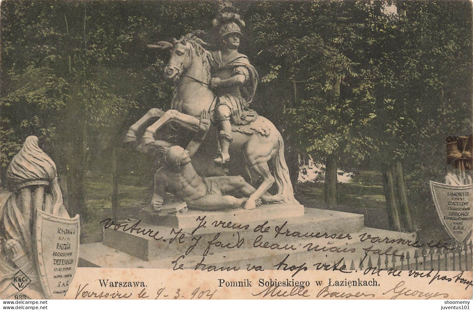 CPA Warszawa-Pomnik Sobieskiego W Lazienkach-Timbre-RARE     L2418 - Poland