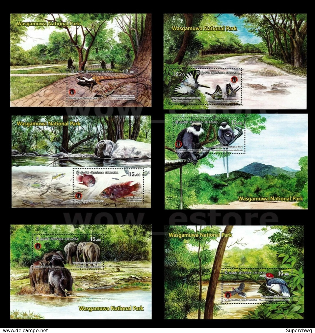 Sri Lanka In 2019, Fish, Birds, Elephants, Monkeys And Other Animals In National Parks,6 MS MNH - Sri Lanka (Ceylon) (1948-...)