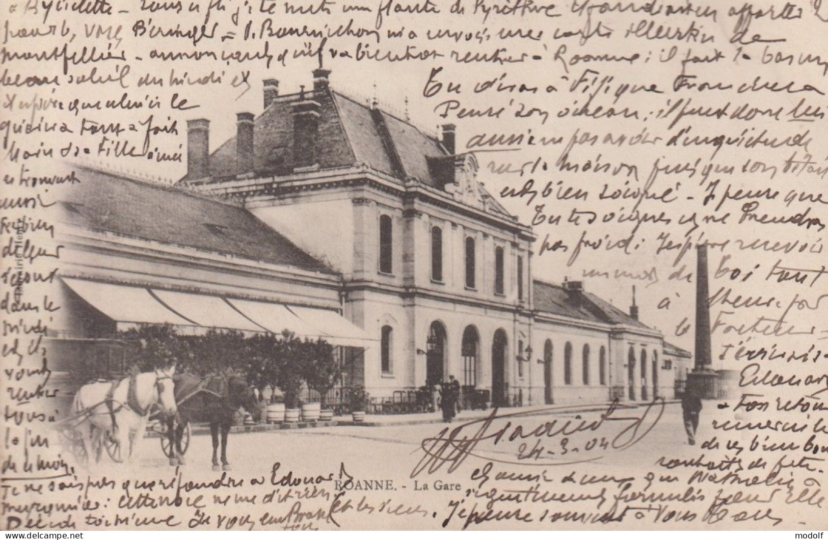 CPA - 42 - Roanne - La Gare - Animée - Précurseur - Circulée En 1904 - Roanne