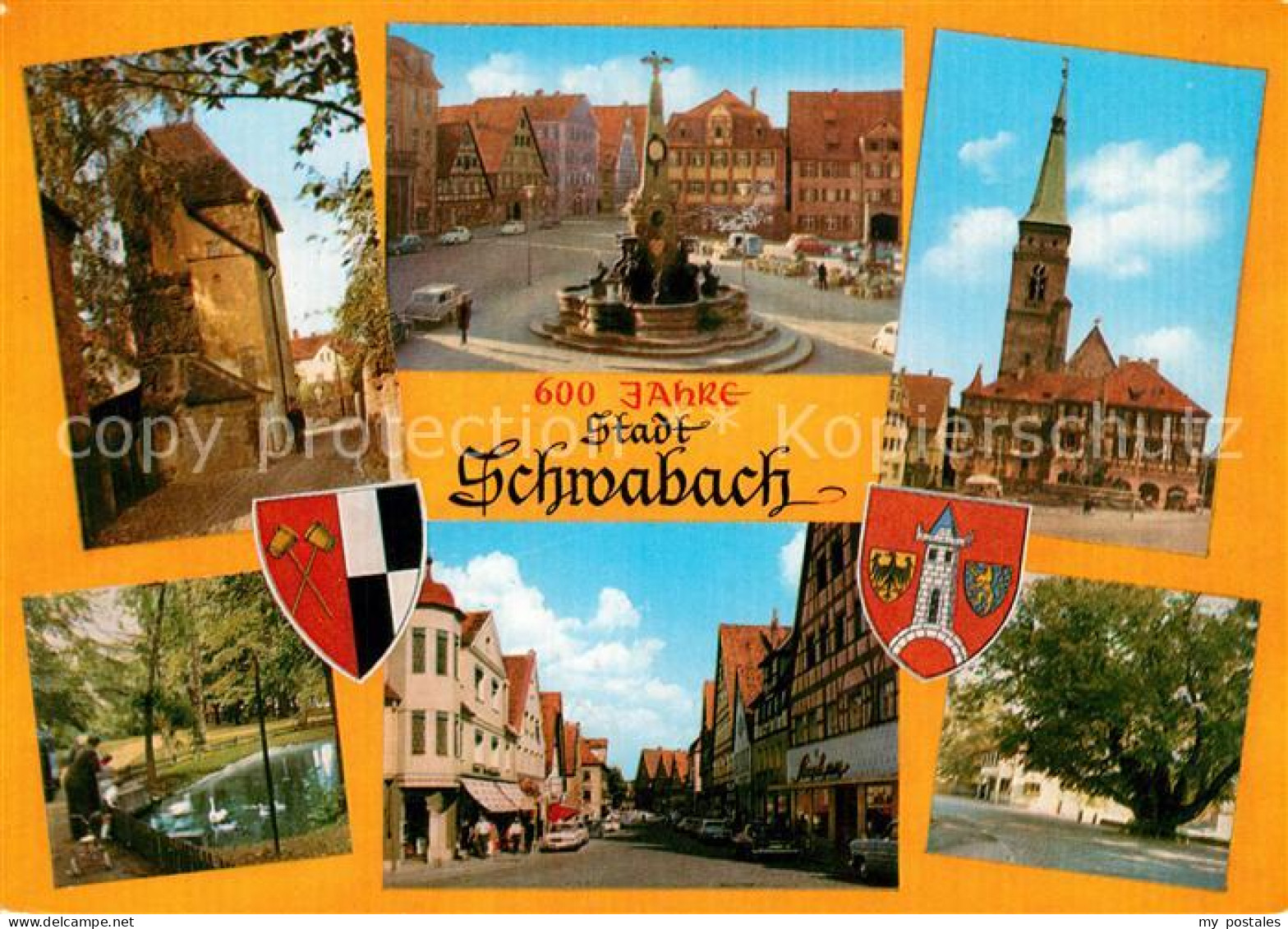 73270537 Schwabach Burg Schoener Brunnen Kirche Schwanenteich Strassenpartie Alt - Schwabach