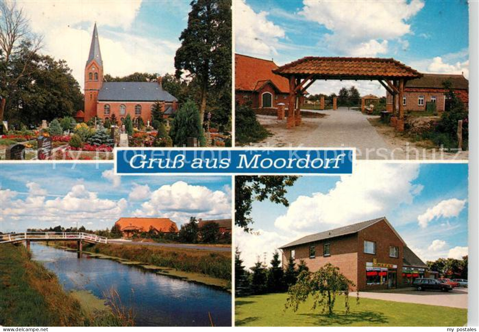 73270496 Moordorf Ostfriesland Kirche Eingangstor Bruecke Kaufladen Moordorf Ost - Altri & Non Classificati