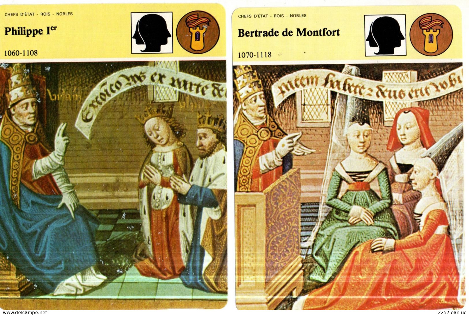 Lot De 11 Fiches Illustrées  Chefs D'Etat Rois De Guillaume Le Conquérant De 1027  à Saint Louis En 1270 - Histoire
