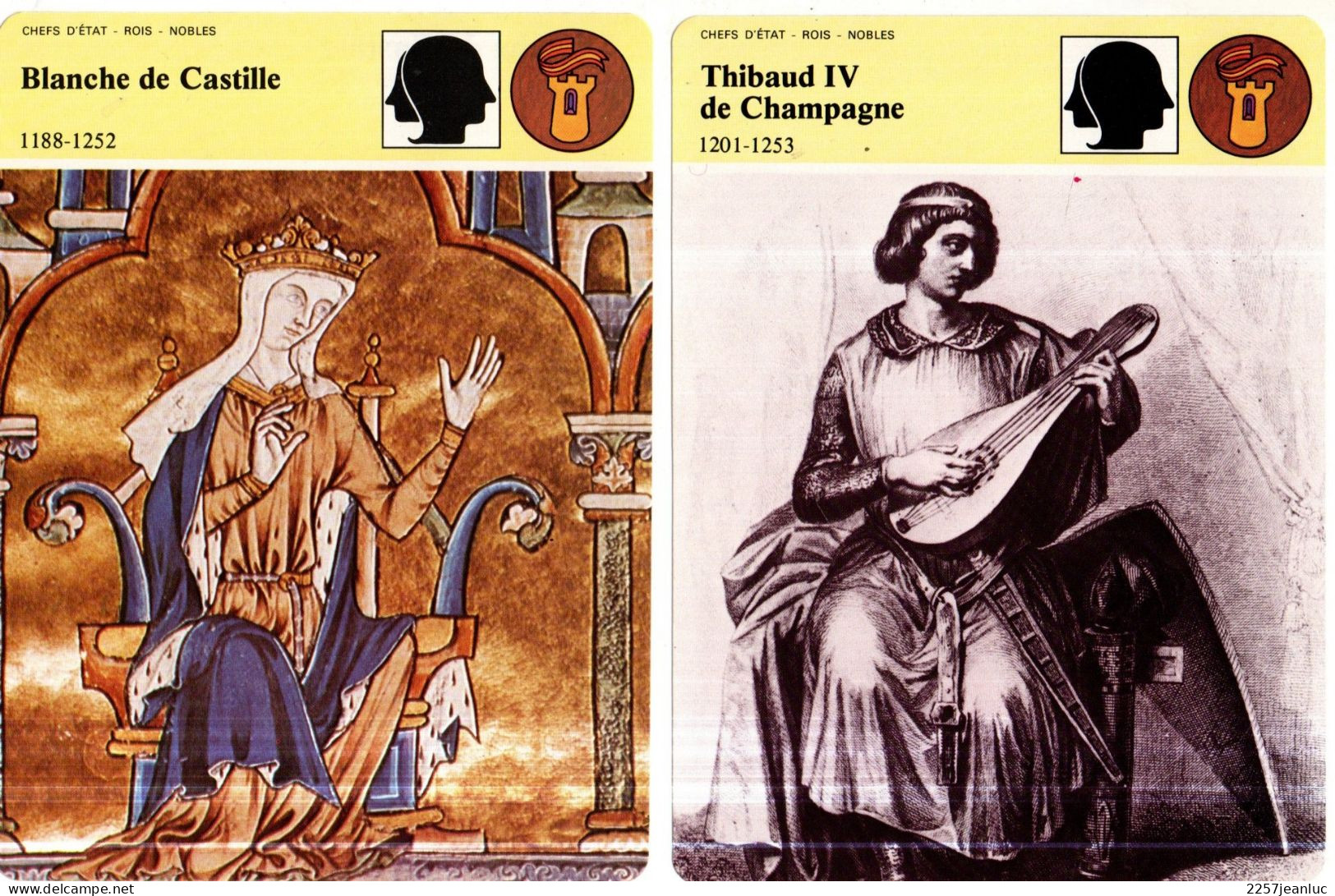 Lot De 11 Fiches Illustrées  Chefs D'Etat Rois De Guillaume Le Conquérant De 1027  à Saint Louis En 1270 - Histoire