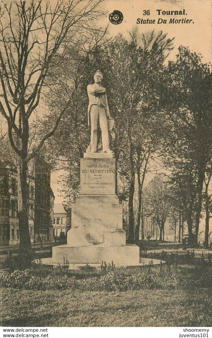 CPA Tournai-Statue Du Mortier-36-Timbre       L1750 - Tournai