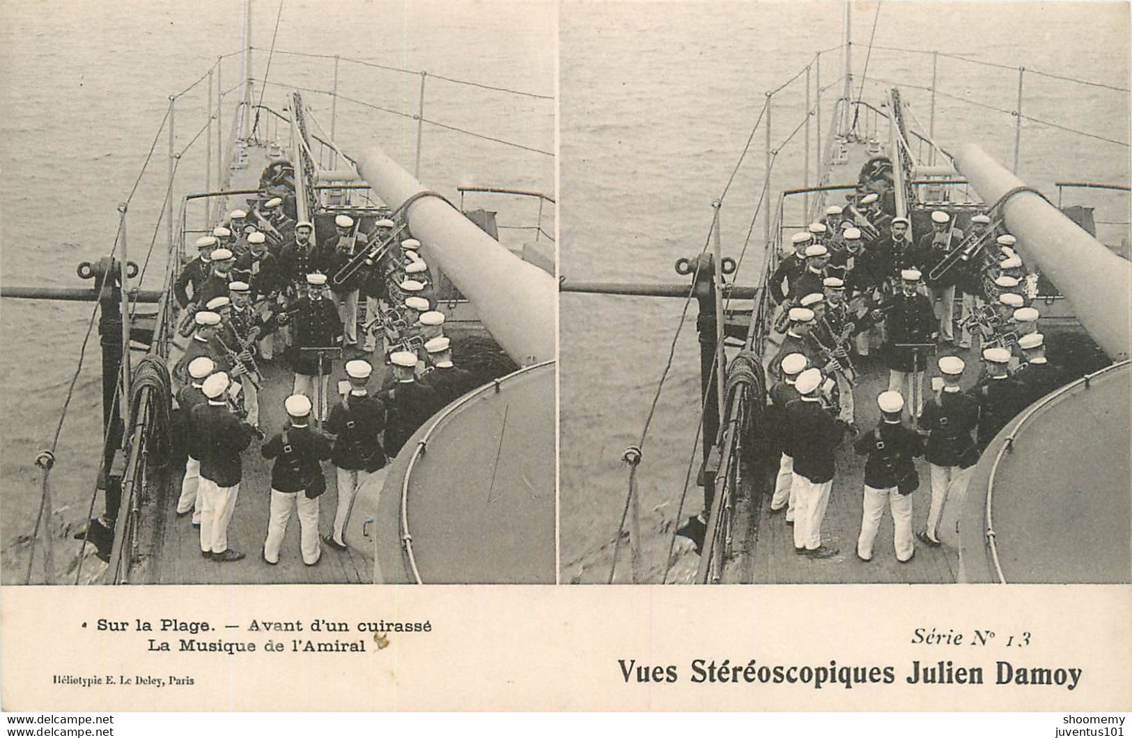 CPA Vues Stéréoscopiques Julien Damoy-Sur La Plage Avant D'un Cuirassé       L1191 - Cartoline Stereoscopiche