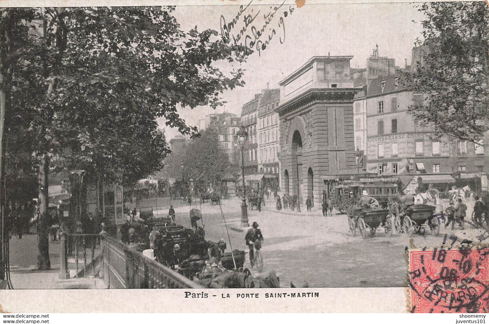CPA Paris-La Porte Saint Martin-Timbre-RARE écriture     L2417 - Arrondissement: 10