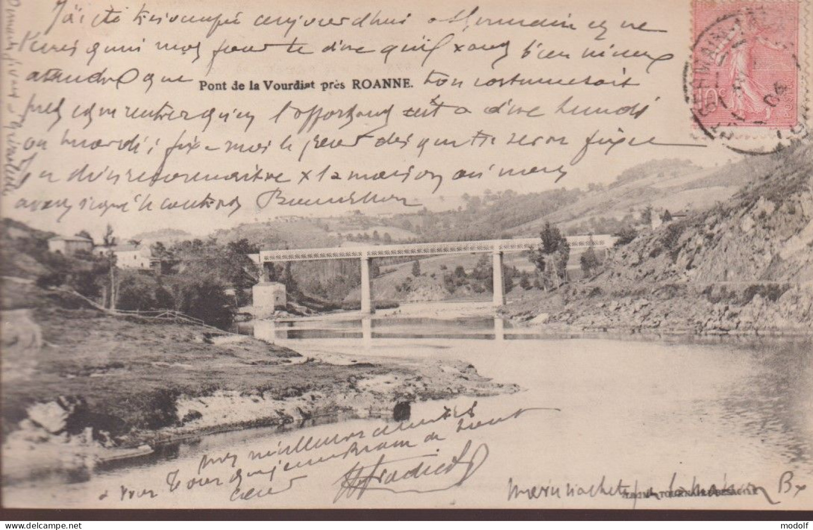 CPA - 42 - Pont De La Vourdiat Près Roanne - Précurseur - Circulée En 1904 - Roanne